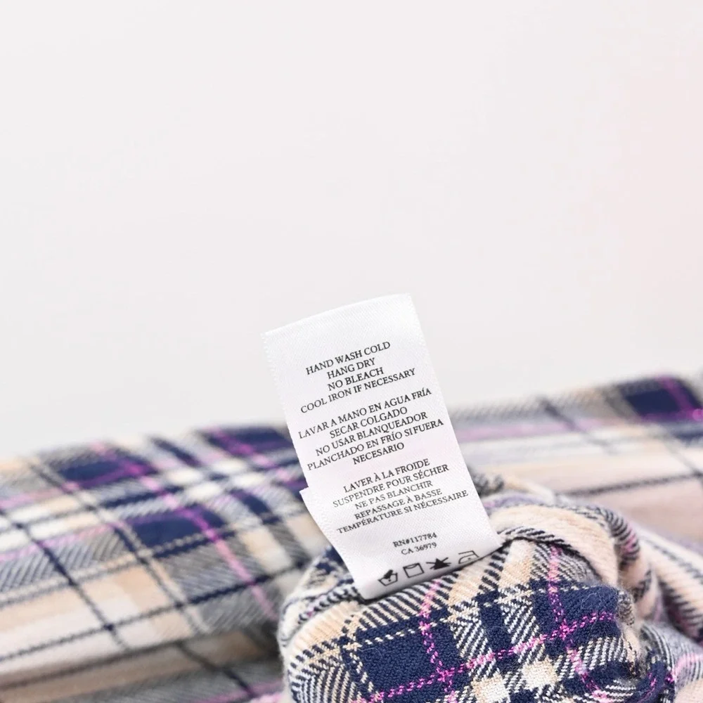 RAILS‎ Hunter Top Womens Size S Button Blouse Stone Navy Fucshia Plaid Western - Picture 8 of 12